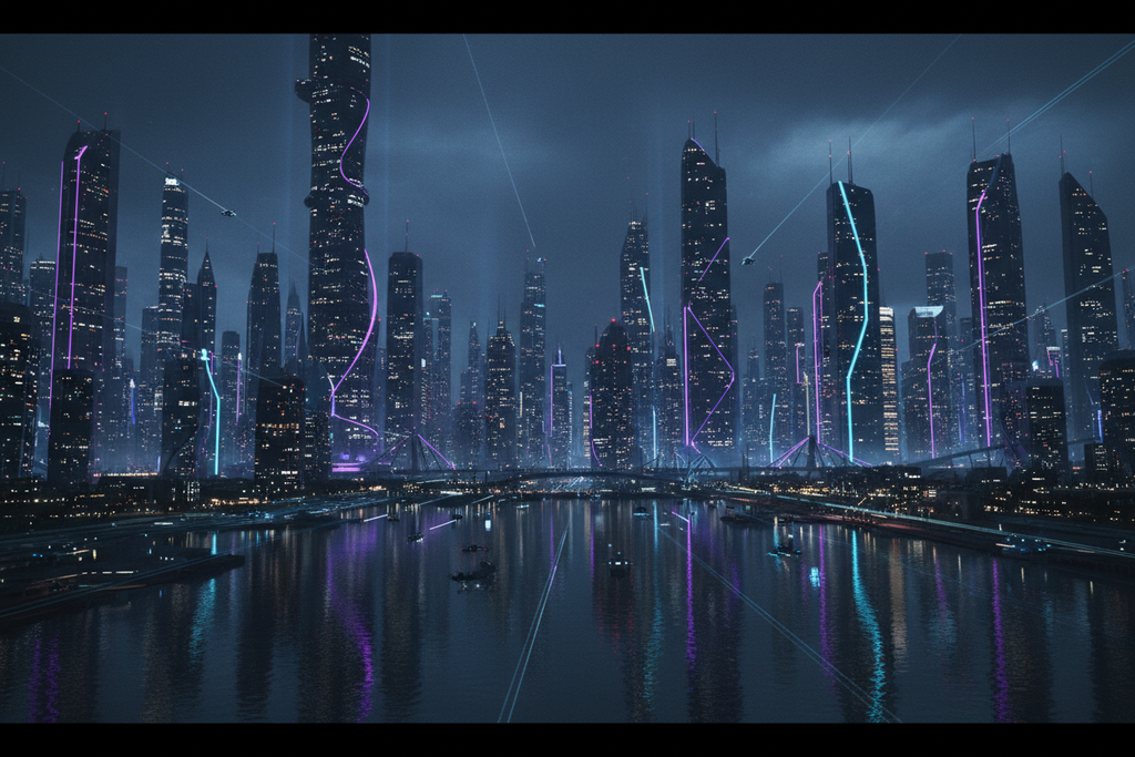 Futuristic City Night Background