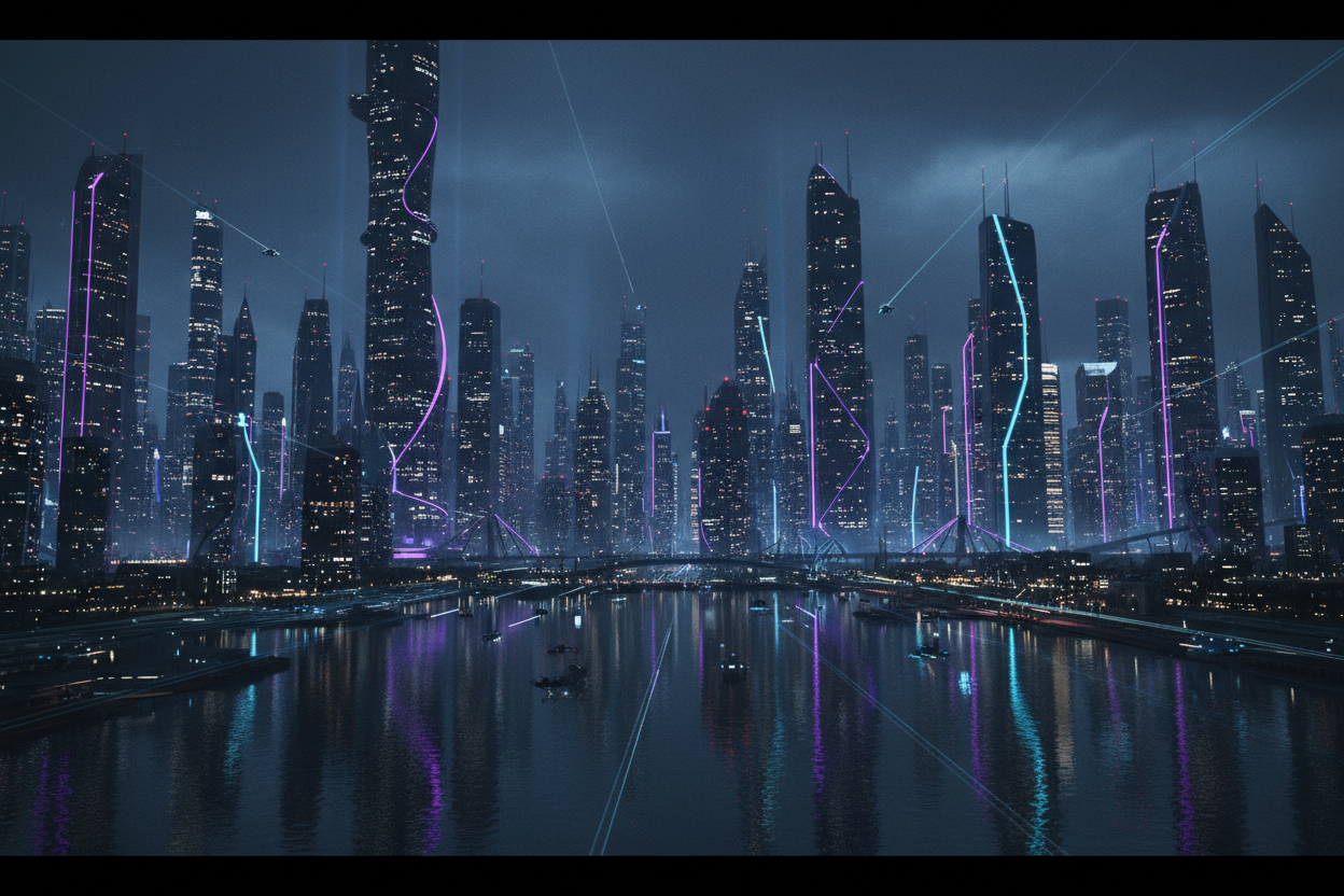 Futuristic City Night Background